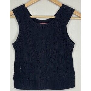 Vintage Y2K Knit Moth Crop Goth Witchy Dark Fairy Top Black Size Small